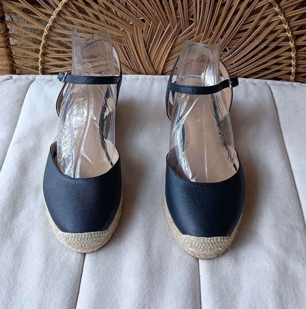 Trenery Black Espadrille Wedge Sandals_